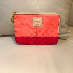 Coach Pink and Red Cosmetic Bag